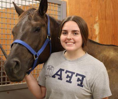 a person standing next to a horse